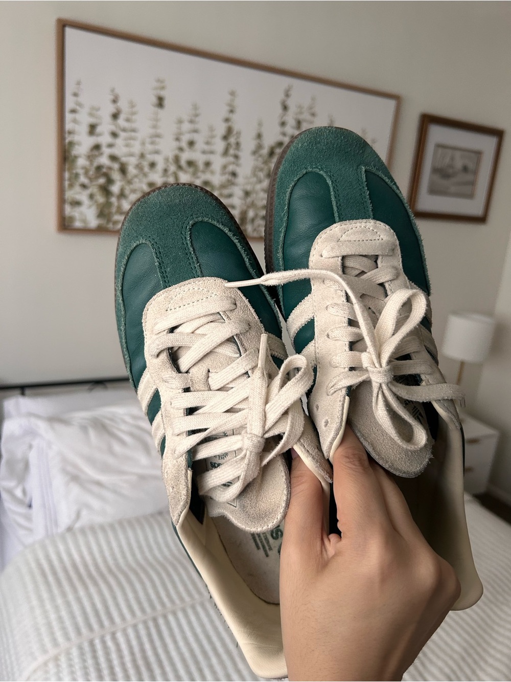 adidas Samba Sneaker in Green and Cream - Picture 6 of 8